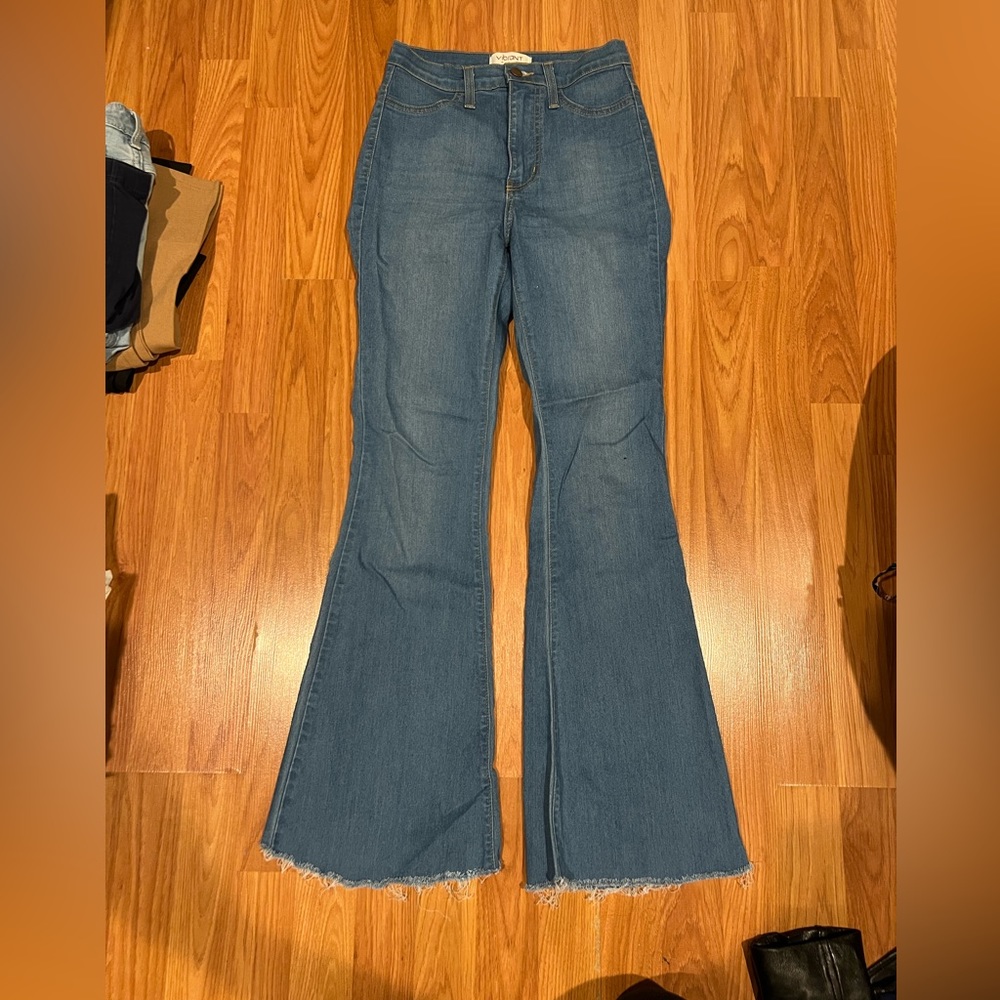 medium wash flare jeans